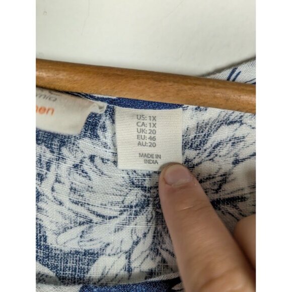 C&C California Top Women's Size 1X 100% Linen Floral Hawaiian Beach Vacation - Picture 4 of 8